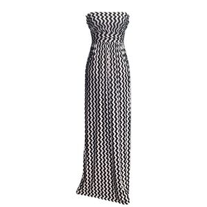 Fashionomics- black and white chevron strapless dress